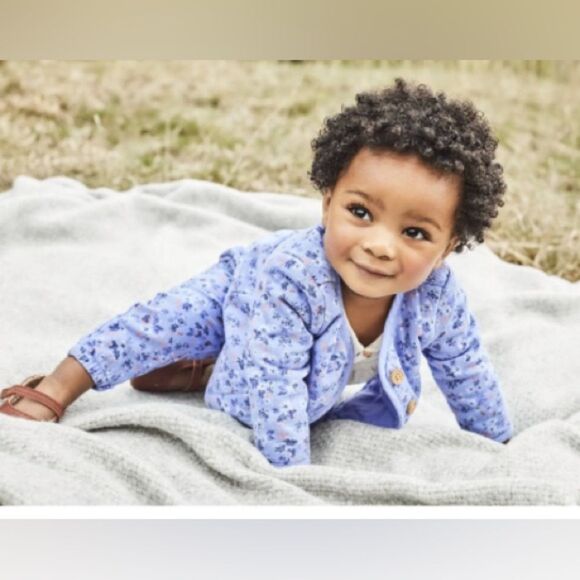 OshKosh B'gosh Quilted Blue Floral Print Girls Jacket Size 18 Months NWOT - Picture 3 of 12